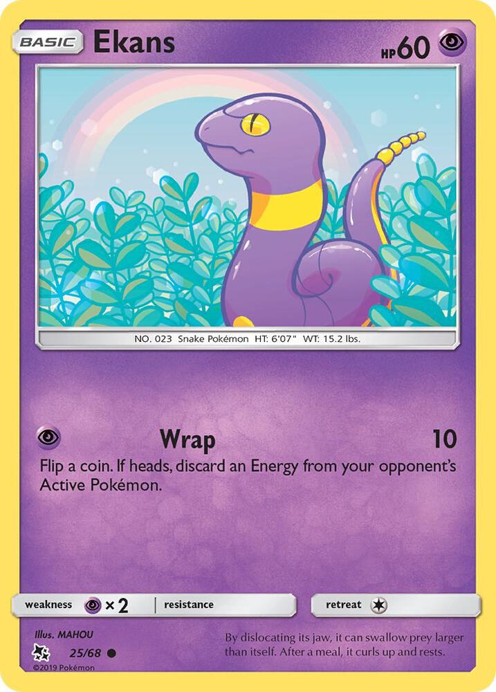 Ekans (25) 25/68 Common Hidden Fates Pokémon card