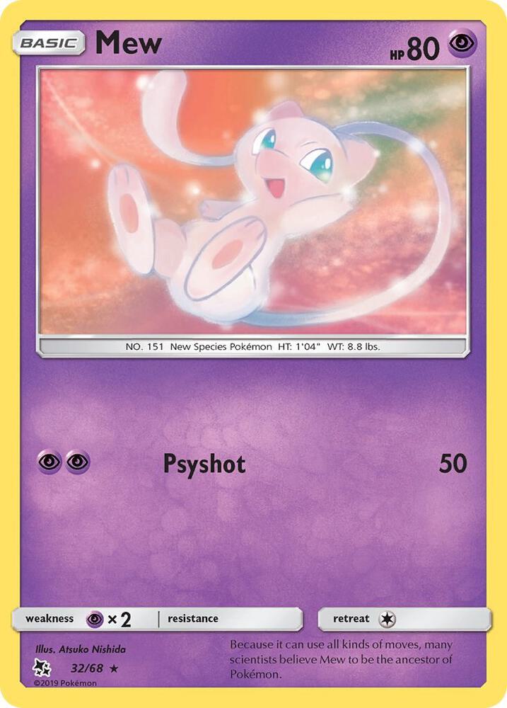 Mew 32/68 Rare Hidden Fates Pokémon card