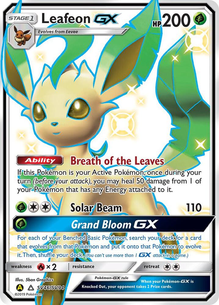 Leafeon GX SV46/SV94 Shiny Holo Rare Shiny Vault Pokémon card