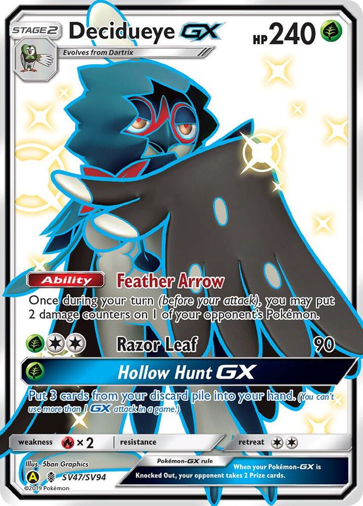 Decidueye GX SV47/SV94 Shiny Holo Rare Shiny Vault Pokémon card