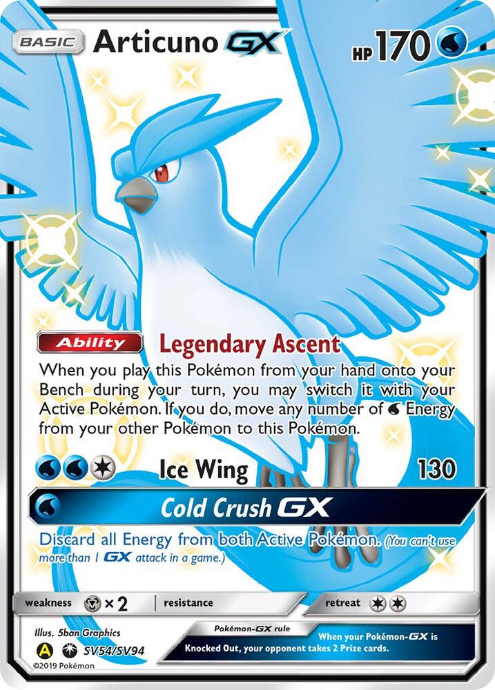 Articuno GX - SV54/SV94 Shiny Holo Rare Hidden Fates: Shiny Vault