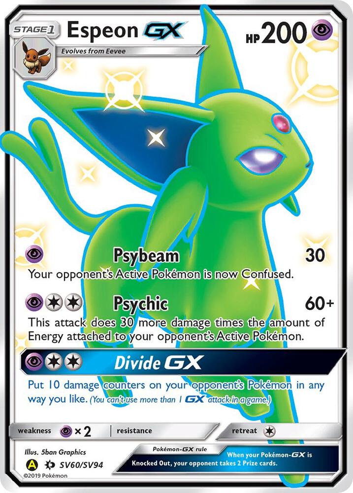 Espeon GX SV60/SV94 Shiny Holo Rare Shiny Vault Pokémon card