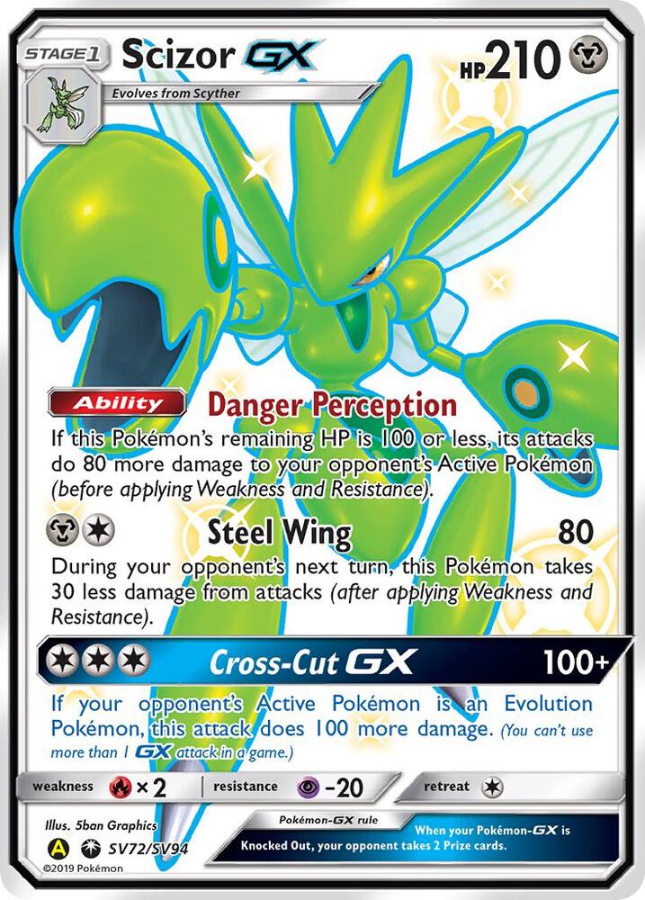 Scizor GX - SV72/SV94 Shiny Holo Rare Hidden Fates: Shiny Vault