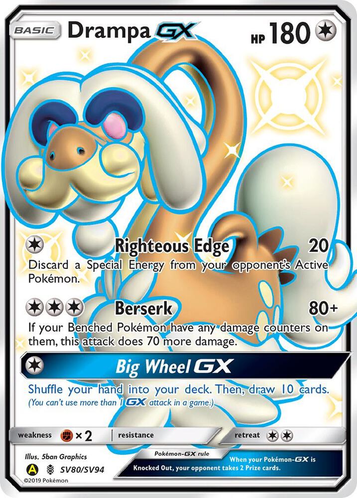 Drampa GX SV80/SV94 Shiny Holo Rare Shiny Vault Pokémon card