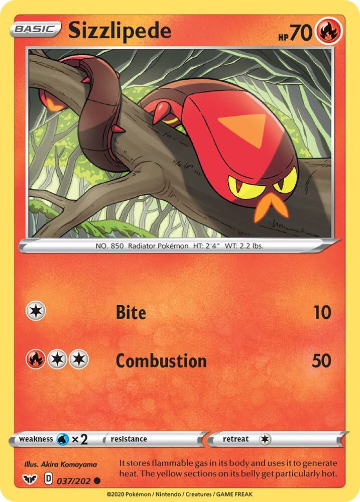 Sizzlipede (037) 037/202 Common Sword & Shield Base Set Pokémon card