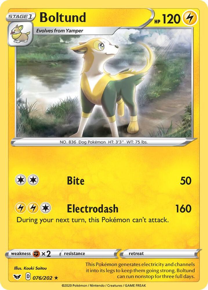 Boltund (076) 076/202 Holo Rare Sword & Shield Base Set Pokémon card