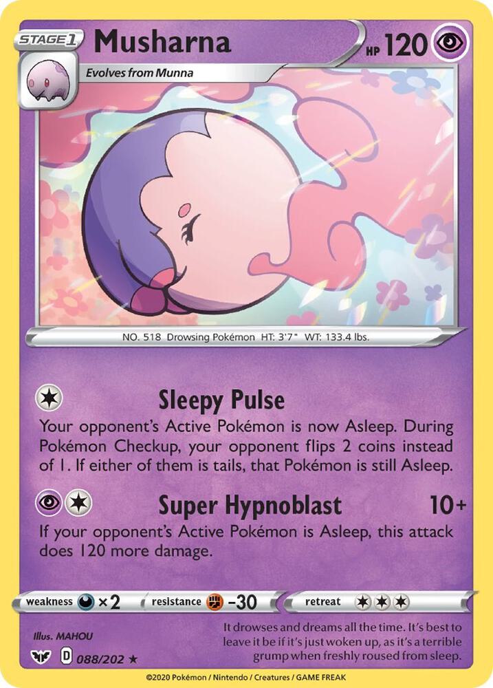 Musharna 088/202 Rare Sword & Shield Base Set Pokémon card