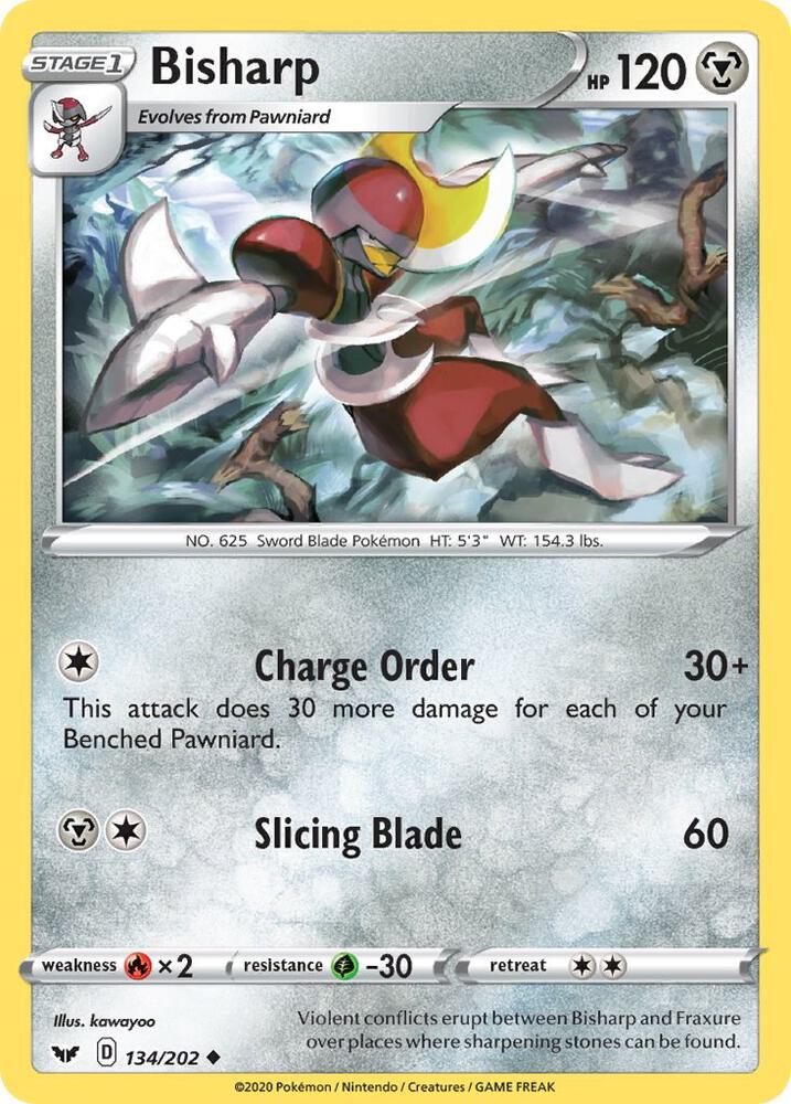 Bisharp 134/202 Uncommon Sword & Shield Base Set Pokémon card
