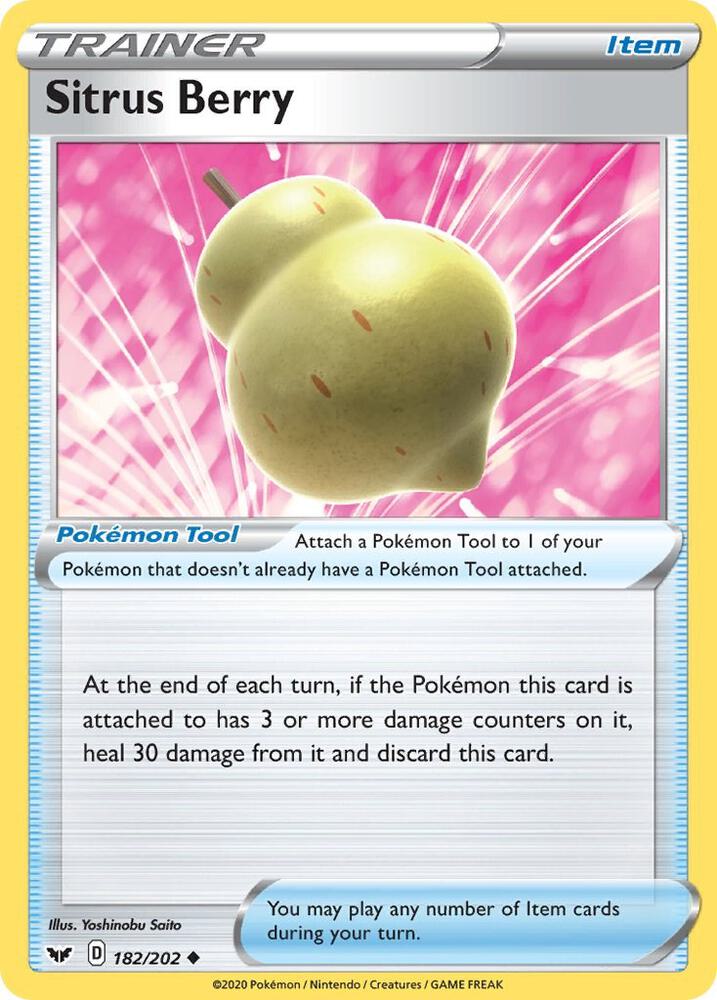 Sitrus Berry 182/202 Uncommon Sword & Shield Base Set Pokémon card