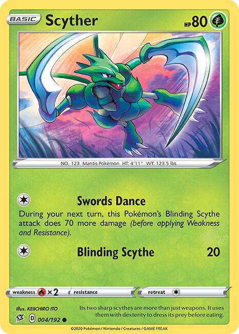 Scyther 004/192 Common Rebel Clash Pokémon card