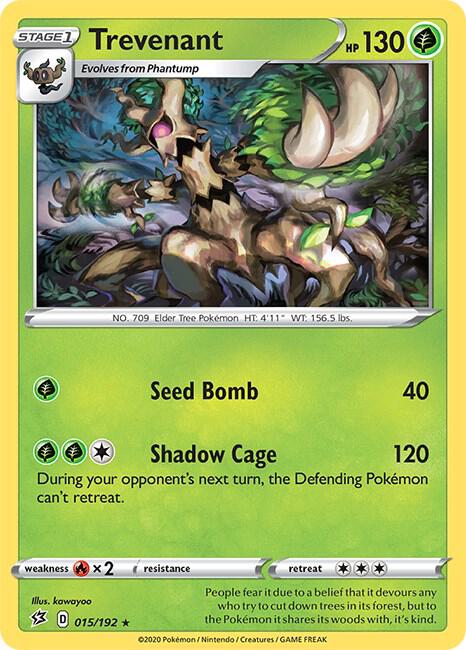 Trevenant 015/192 Rare Rebel Clash Pokémon card