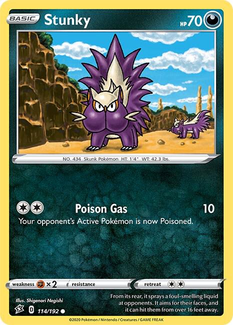 Stunky 114/192 Common Rebel Clash Pokémon card