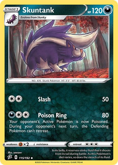Skuntank 115/192 Uncommon Rebel Clash Pokémon card