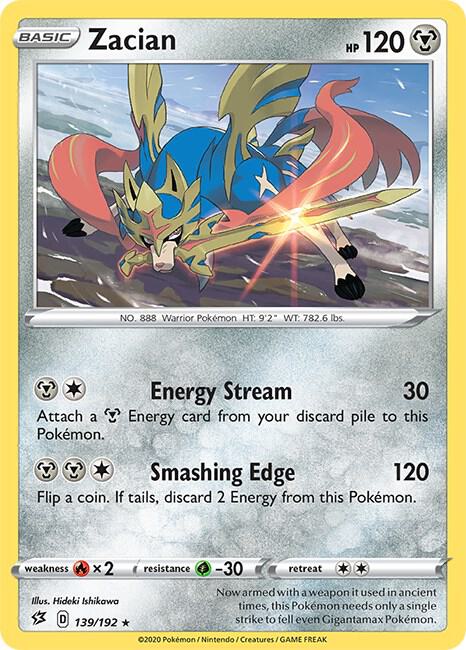 Zacian 139/192 Rare Rebel Clash Pokémon card