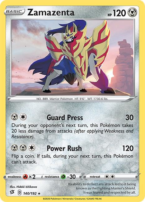 Zamazenta 140/192 Rare Rebel Clash Pokémon card