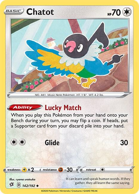Chatot 142/192 Uncommon Rebel Clash Pokémon card
