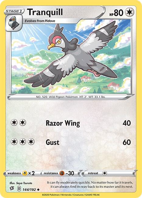 Tranquill 144/192 Uncommon Rebel Clash Pokémon card