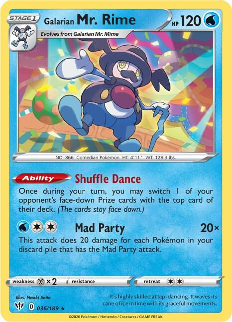 Galarian Mr. Rime 036/189 Rare Darkness Ablaze Pokémon card