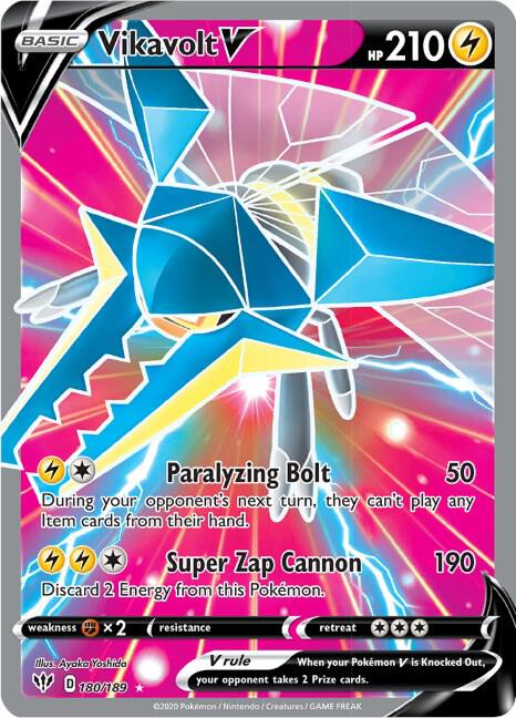 Vikavolt V (Full Art) - 180/189 Ultra Rare SWSH03: Darkness Ablaze