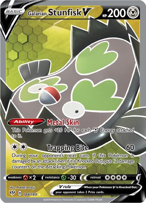 Galarian Stunfisk V (Full Art) 184/189 Ultra Rare Darkness Ablaze Pokémon card