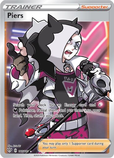 Piers (Full Art) 187/189 Ultra Rare Darkness Ablaze Pokémon card