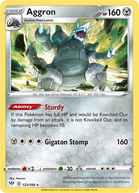 Aggron 123/189 Holo Rare Darkness Ablaze Pokémon card