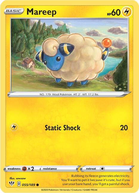Mareep 055/189 Common Darkness Ablaze Pokémon card