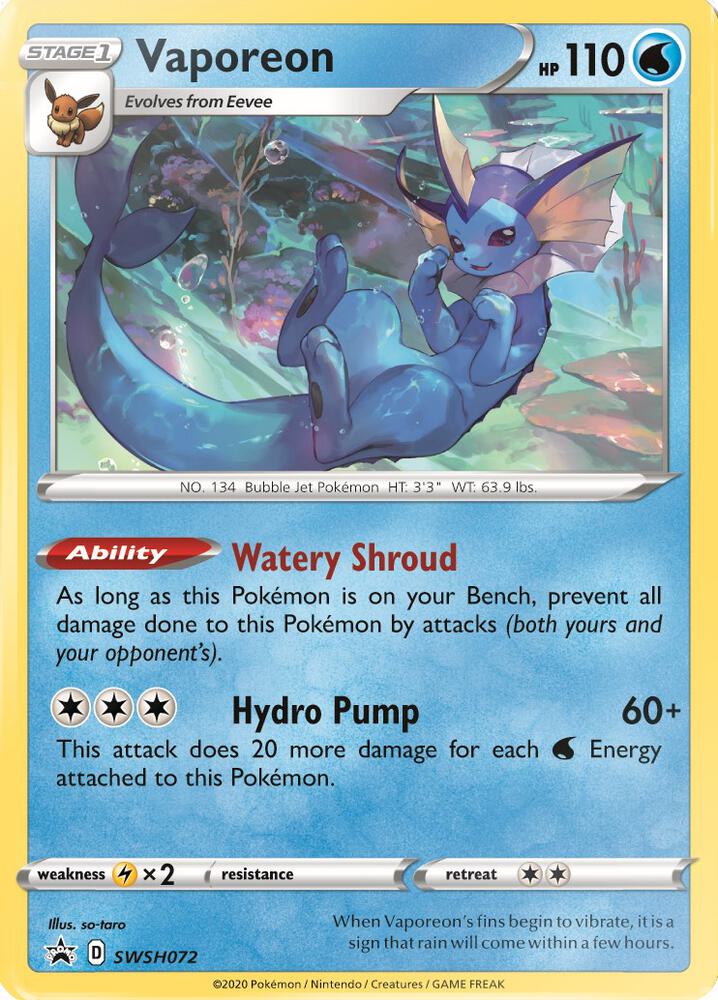 Vaporeon - SWSH072 SWSH072 Promo Sword & Shield Promo Cards Pokémon card
