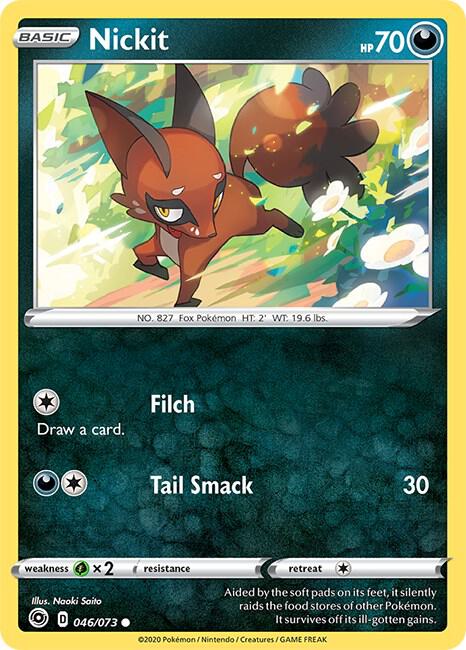 Nickit 46/73 Common Champion's Path Pokémon card