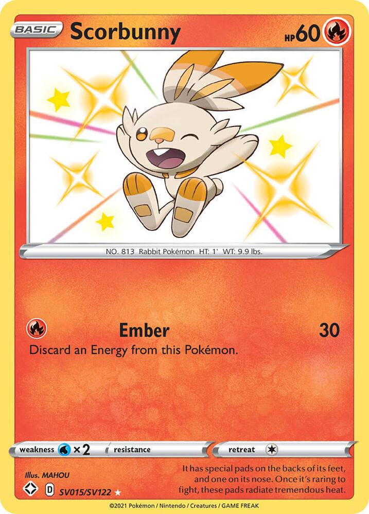 Scorbunny SV015/SV122 Shiny Holo Rare Shiny Vault Pokémon card