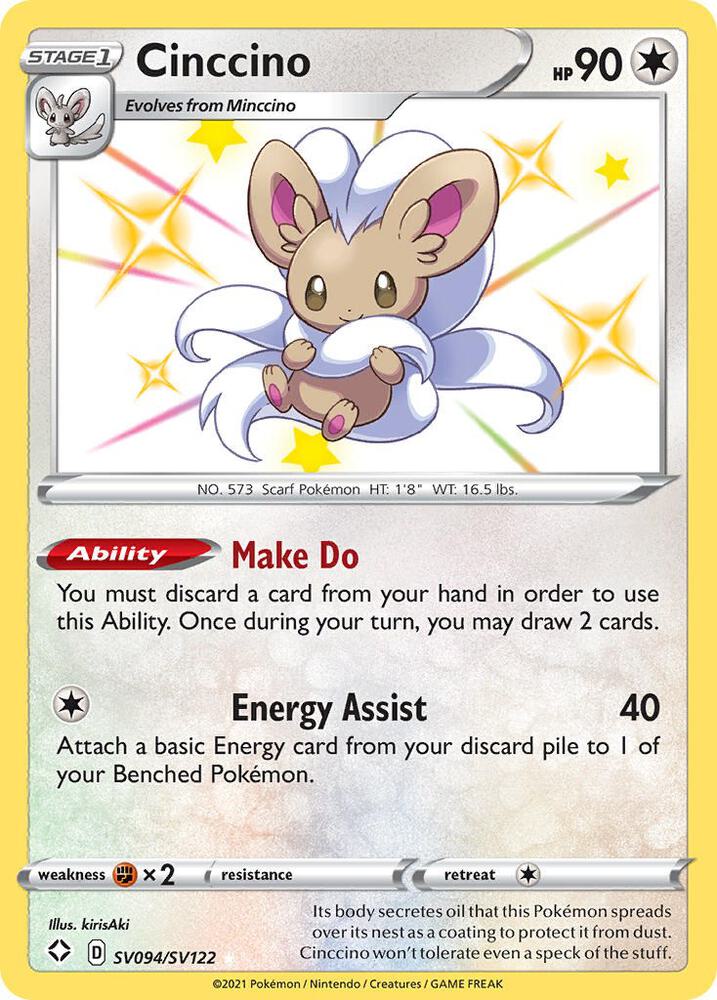 Cinccino SV094/SV122 Shiny Holo Rare Shiny Vault Pokémon card