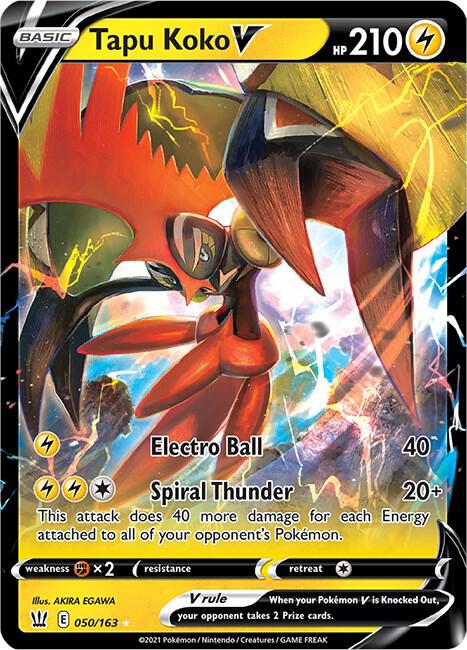 Tapu Koko V 050/163 Ultra Rare Battle Styles Pokémon card