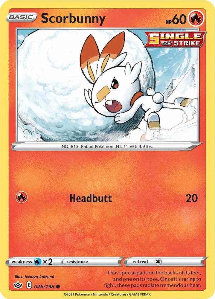 Scorbunny 026/198 Common Chilling Reign Pokémon card