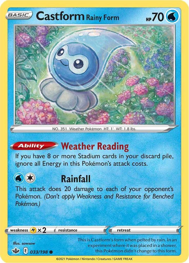 Castform Rainy Form 033/198 Common Chilling Reign Pokémon card
