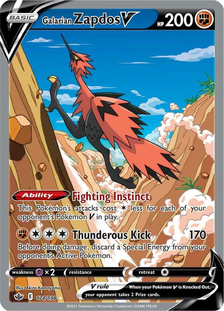 Galarian Zapdos V (Alternate Full Art) 174/198 Ultra Rare Chilling Reign Pokémon card
