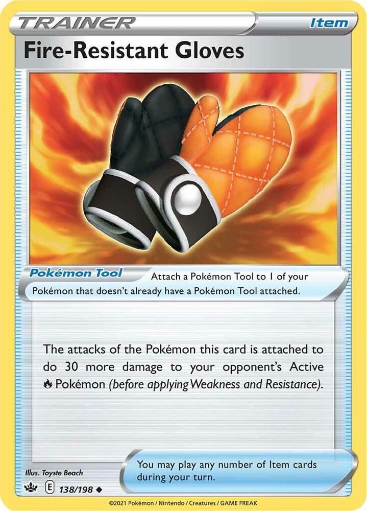 Fire-Resistant Gloves 138/198 Uncommon Chilling Reign Pokémon card