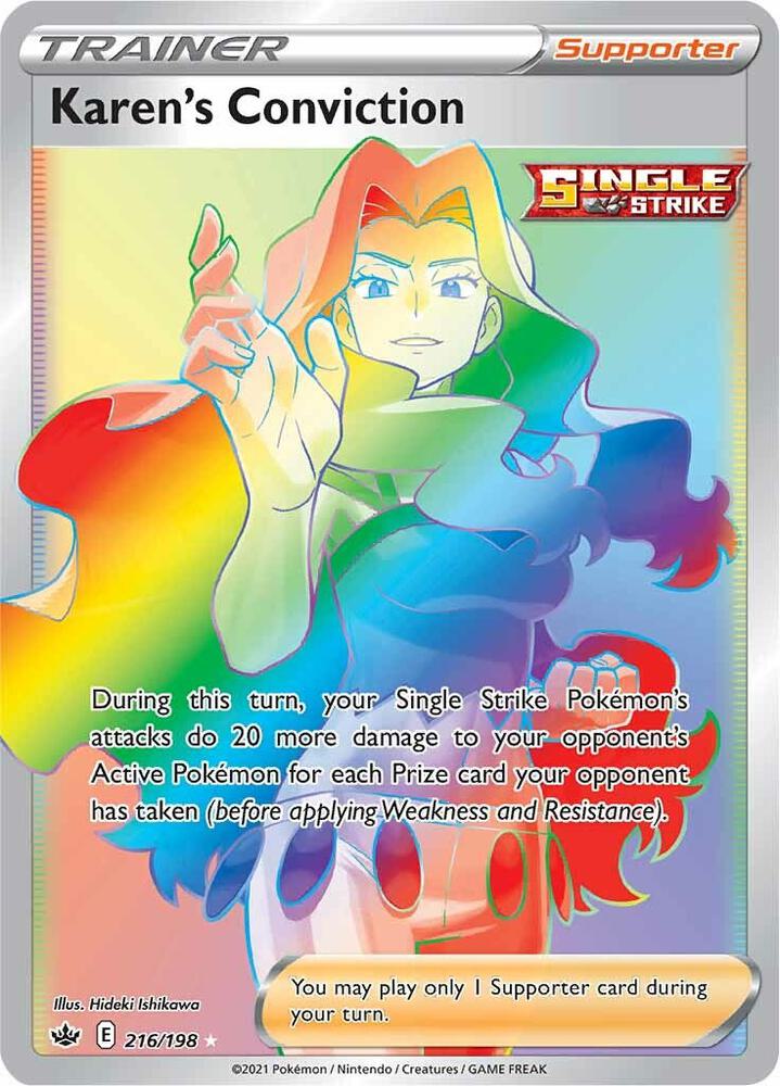 Karen's Conviction (Secret) 216/198 Secret Rare Chilling Reign Pokémon card