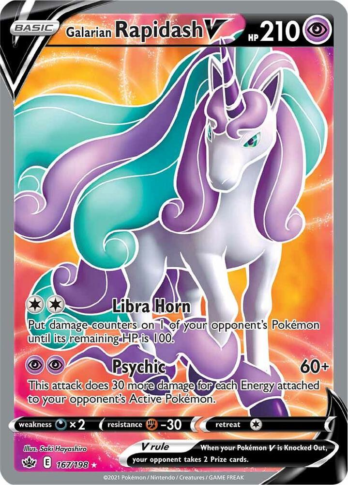 Galarian Rapidash V (Full Art) - 167/198 Ultra Rare SWSH06: Chilling Reign