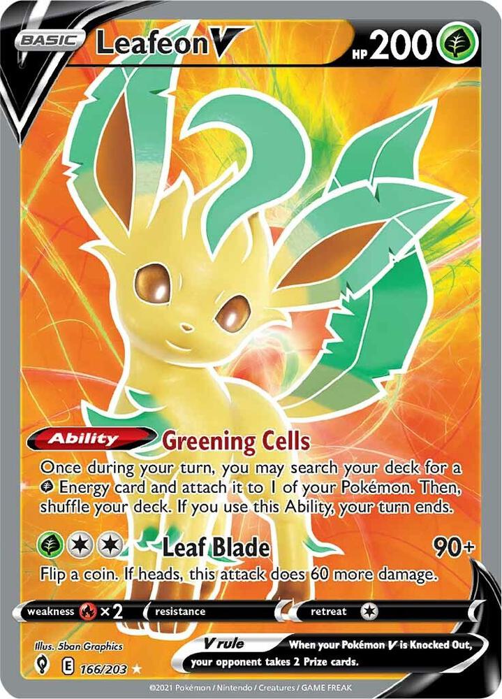 Leafeon V (Full Art) - 166/203 Ultra Rare SWSH07: Evolving Skies