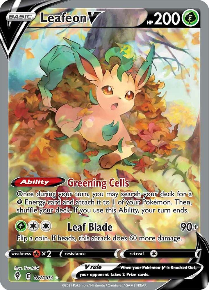 Leafeon V (Alternate Full Art) - 167/203 Ultra Rare SWSH07: Evolving Skies
