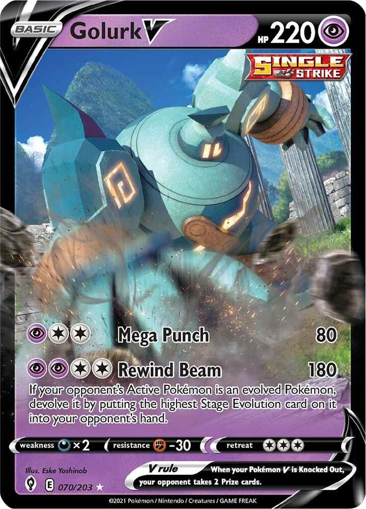 Golurk V 070/203 Ultra Rare Evolving Skies Pokémon card