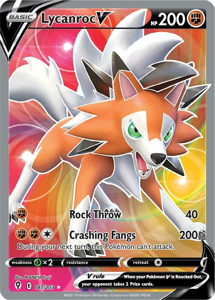 Lycanroc V (Full Art) 187/203 Ultra Rare Evolving Skies Pokémon card
