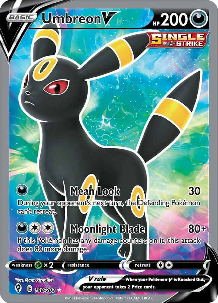 Umbreon V (Full Art) - 188/203 Ultra Rare SWSH07: Evolving Skies