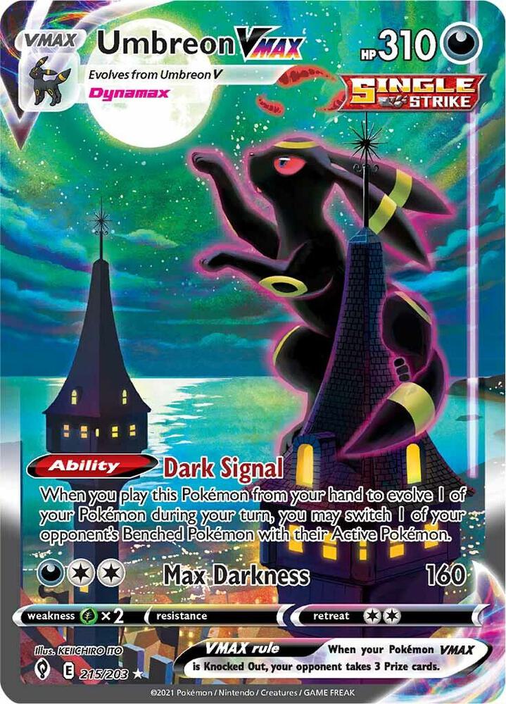 Umbreon VMAX (Alternate Art Secret) 215/203 Secret Rare Evolving Skies Pokémon card