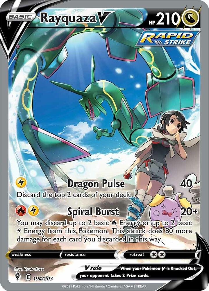 Rayquaza V (Alternate Full Art) - 194/203 Ultra Rare SWSH07: Evolving Skies