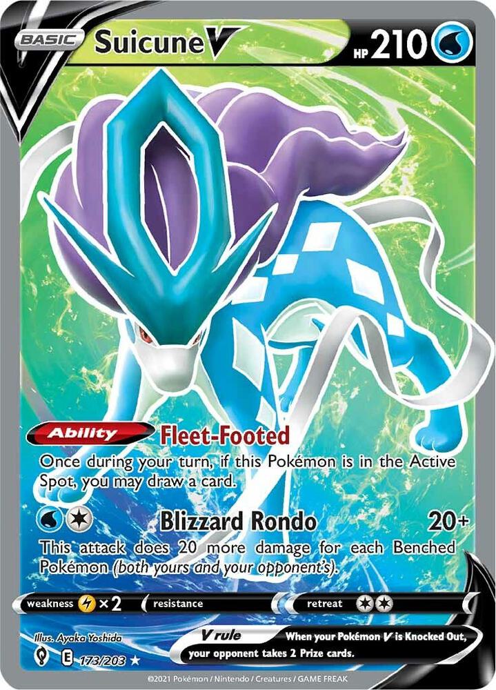 Suicune V (Full Art) - 173/203 Ultra Rare SWSH07: Evolving Skies