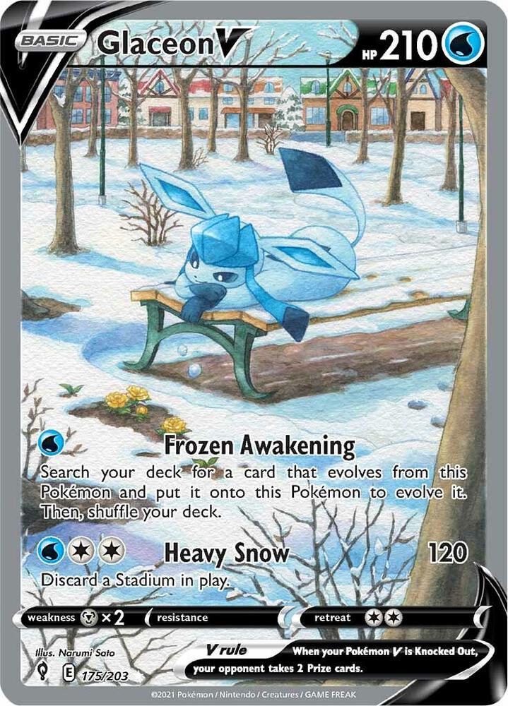 Glaceon V (Alternate Full Art) 175/203 Ultra Rare Evolving Skies Pokémon card