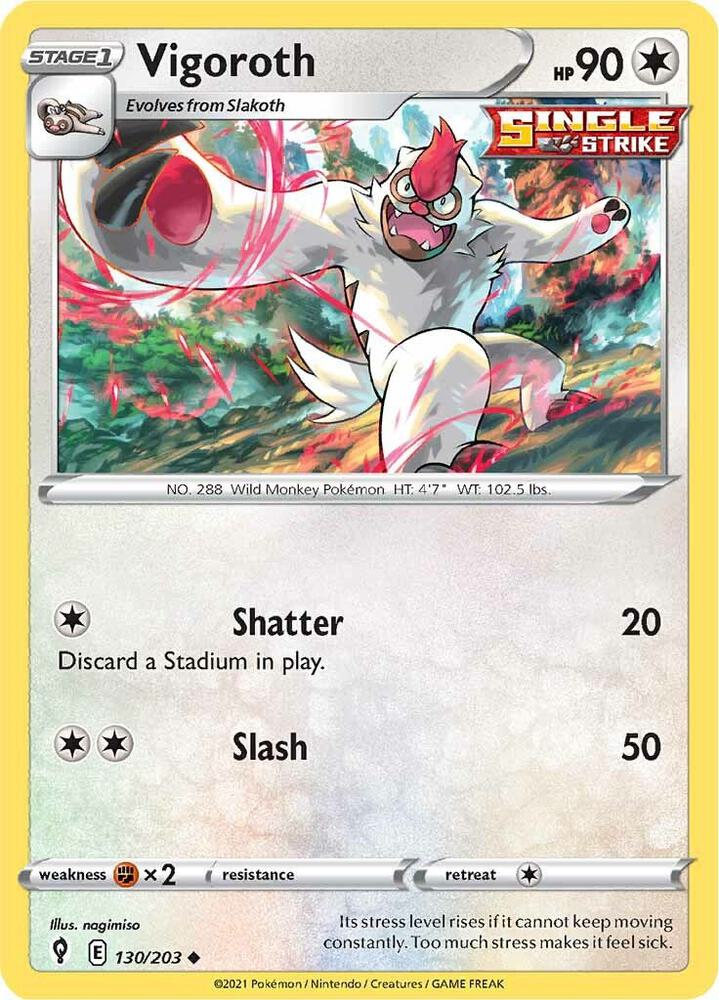 Vigoroth - 130/203 Uncommon SWSH07: Evolving Skies
