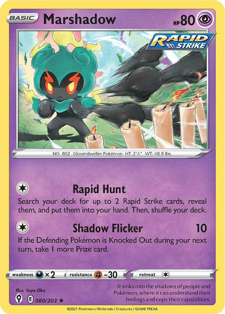 Marshadow - 080/203 Holo Rare SWSH07: Evolving Skies