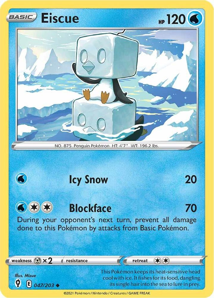 Eiscue 047/203 Uncommon Evolving Skies Pokémon card
